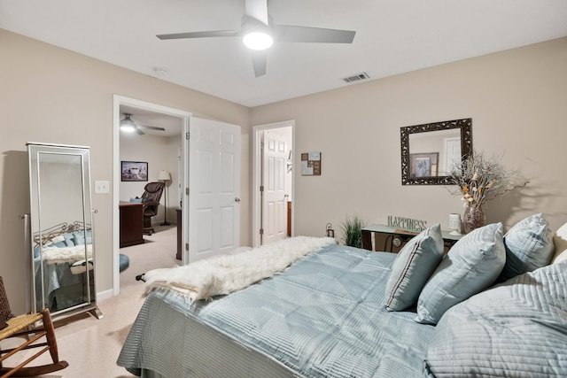 2020 Caladonia Way, Smyrna, TN 37167 - bedroom with light colored carpet, ceiling fan, and a desk