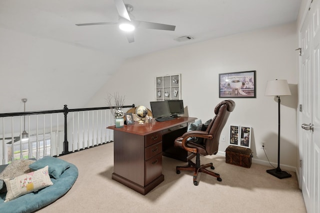 2020 Caladonia Way, Smyrna, TN 37167 - office featuring light colored carpet, ceiling fan, baseboards, and lofted ceiling