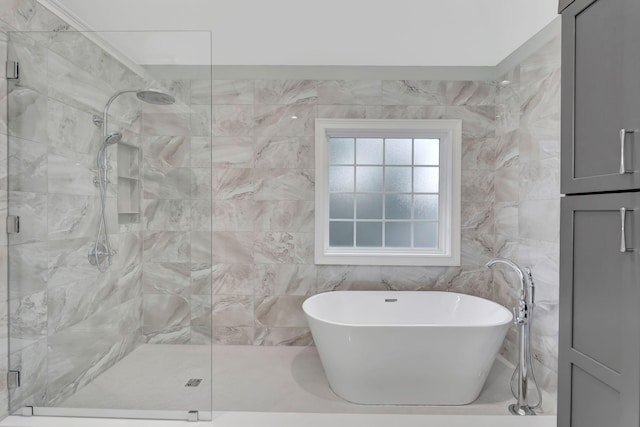 3168 Appian Way, Spring Hill, TN 37174 - full bathroom featuring a freestanding bath, a shower stall, and tile walls