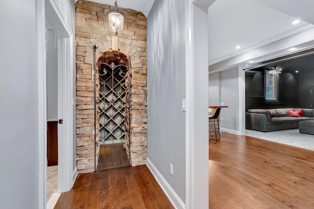 3168 Appian Way, Spring Hill, TN 37174 - wine cellar with wood finished floors, baseboards, and crown molding