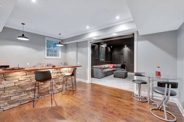 3168 Appian Way, Spring Hill, TN 37174 - indoor wet bar featuring wood finished floors, baseboards, and recessed lighting