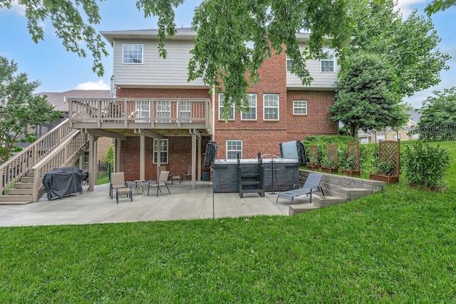 3168 Appian Way, Spring Hill, TN 37174 - back of house featuring brick siding, stairs, a patio area, and a wooden deck