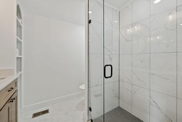 1775 Hayshed Rd, Charlotte, TN 37036 - bathroom with a marble finish shower, vanity, and marble look tiles