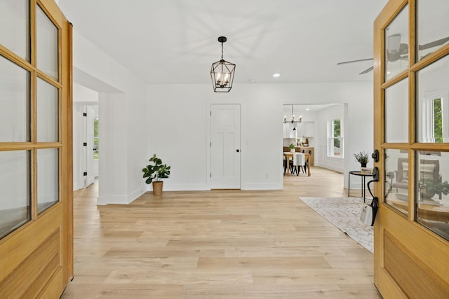 1775 Hayshed Rd, Charlotte, TN 37036 - foyer featuring a chandelier, light wood-style floors, and recessed lighting