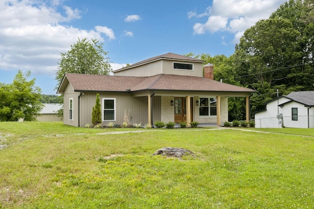 1775 Hayshed Rd, Charlotte, TN 37036 - view of front facade with covered porch, roof with shingles, and a chimney