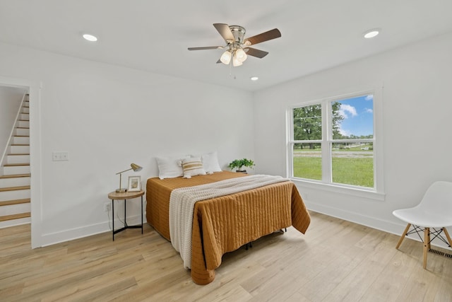 1775 Hayshed Rd, Charlotte, TN 37036 - bedroom featuring light wood finished floors, recessed lighting, and a ceiling fan