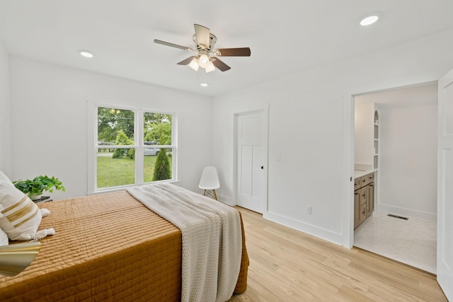 1775 Hayshed Rd, Charlotte, TN 37036 - bedroom with light wood finished floors, recessed lighting, and a ceiling fan