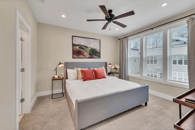500 Creative Way Unit 16, Madison, TN 37115 - bedroom with light colored carpet, baseboards, recessed lighting, and ceiling fan