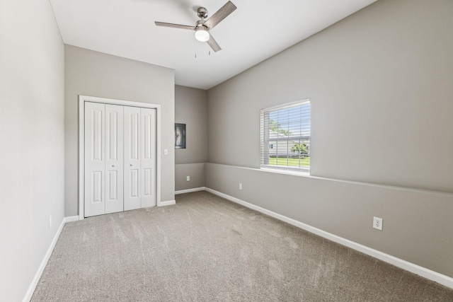 710 Krissy Ct, Columbia, TN 38401 - unfurnished bedroom featuring carpet floors, baseboards, a closet, and ceiling fan