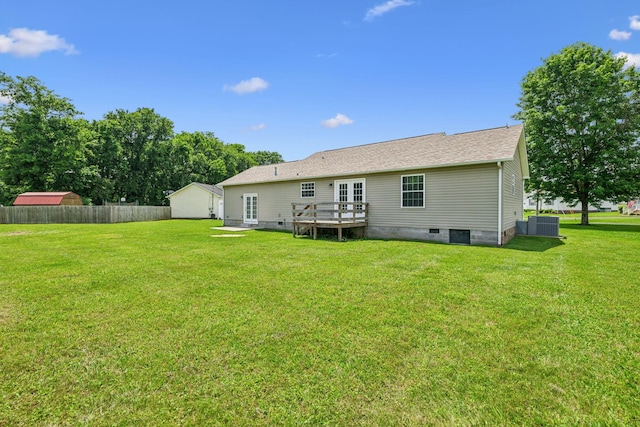 710 Krissy Ct, Columbia, TN 38401 - rear view of property featuring crawl space, a wooden deck, and cooling unit