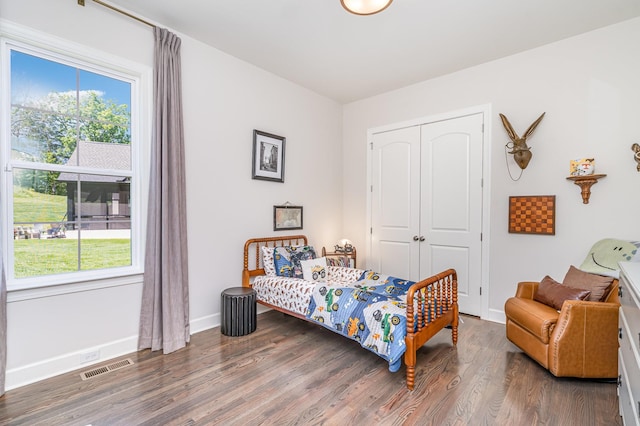2036 Bocage Cir, Nolensville, TN 37135 - bedroom with multiple windows, wood finished floors, a closet, and baseboards
