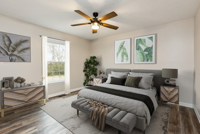 2640 Queen Anne Ct, Springfield, TN 37172 - bedroom featuring baseboards, wood finished floors, and ceiling fan