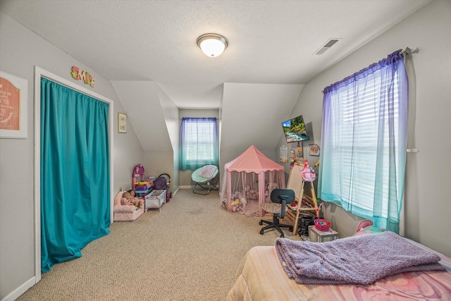 1531 Lake Villa Cir, Cookeville, TN 38506 - carpeted bedroom with a textured ceiling, lofted ceiling, and baseboards