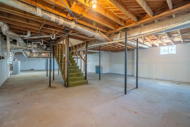 1448 Baker Ln, Lawrenceburg, TN 38464 - basement with stairs and water heater