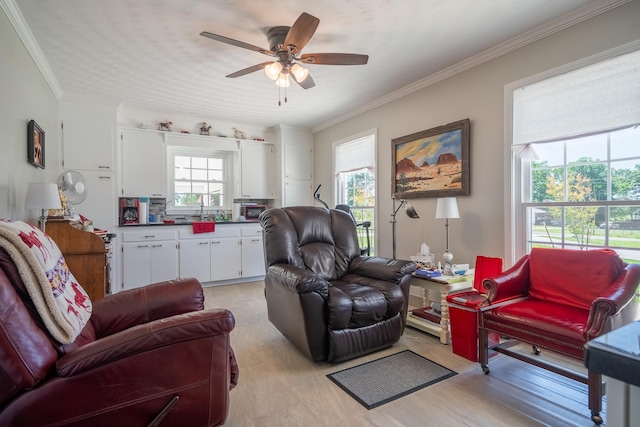 1448 Baker Ln, Lawrenceburg, TN 38464 - living area featuring a ceiling fan and crown molding