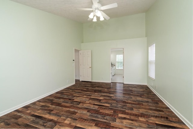 405 Parish Pl, Franklin, TN 37067 - unfurnished bedroom with high vaulted ceiling, wood finished floors, baseboards, and a ceiling fan