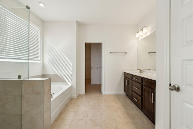 129 Willow Bend Dr, Mount Juliet, TN 37122 - full bath with double vanity, a bath, tile patterned flooring, a shower, and baseboards