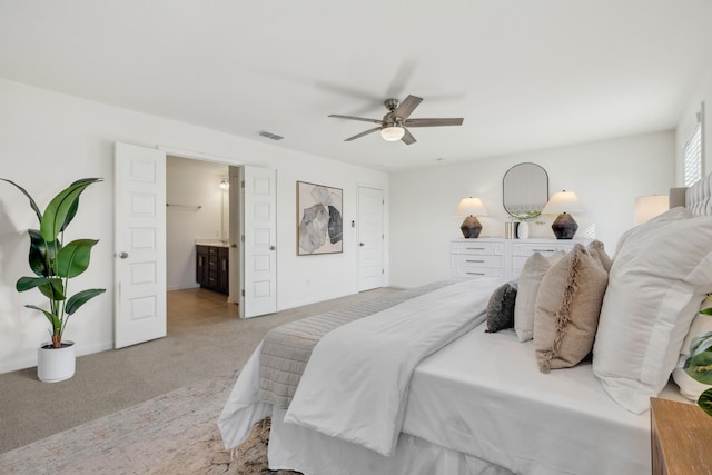 129 Willow Bend Dr, Mount Juliet, TN 37122 - bedroom with carpet flooring, baseboards, ceiling fan, and connected bathroom