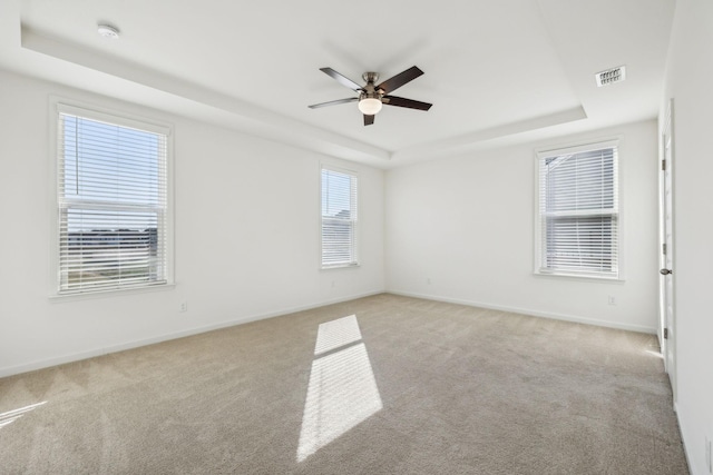 129 Willow Bend Dr, Mount Juliet, TN 37122 - carpeted empty room featuring a tray ceiling, a ceiling fan, a smoke detector, and baseboards