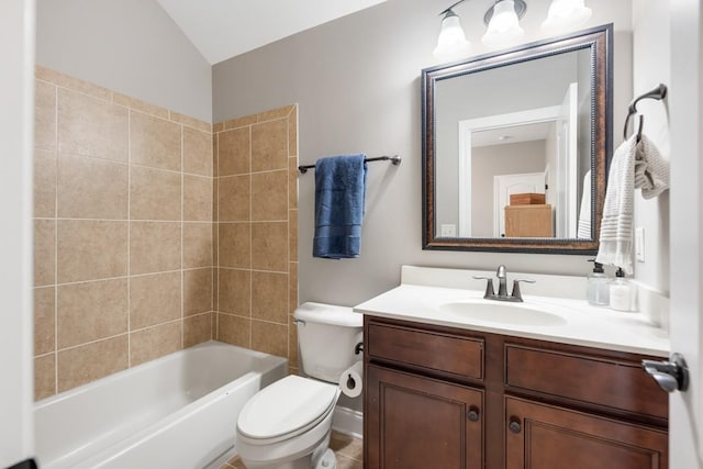 1237 Potter Ln, Gallatin, TN 37066 - bathroom with toilet, vanity, tub / shower combination, and vaulted ceiling