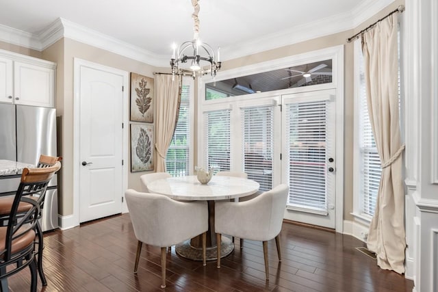 1237 Potter Ln, Gallatin, TN 37066 - dining area with a chandelier, dark wood-type flooring, baseboards, and ornamental molding