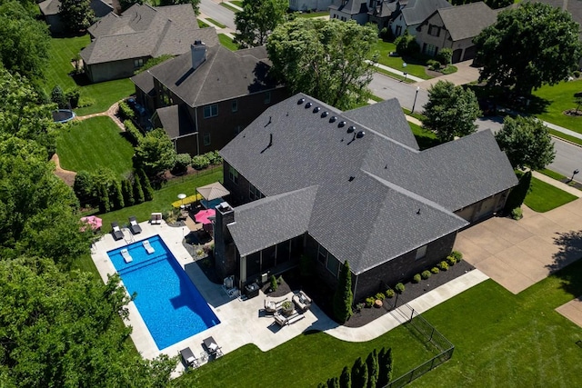1237 Potter Ln, Gallatin, TN 37066 - aerial perspective of suburban area with a pool area