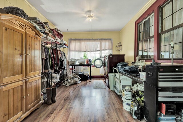 4957 Decatur Highway Highway, Ten Mile, TN 37880 - office space with wood finished floors, ceiling fan, and crown molding