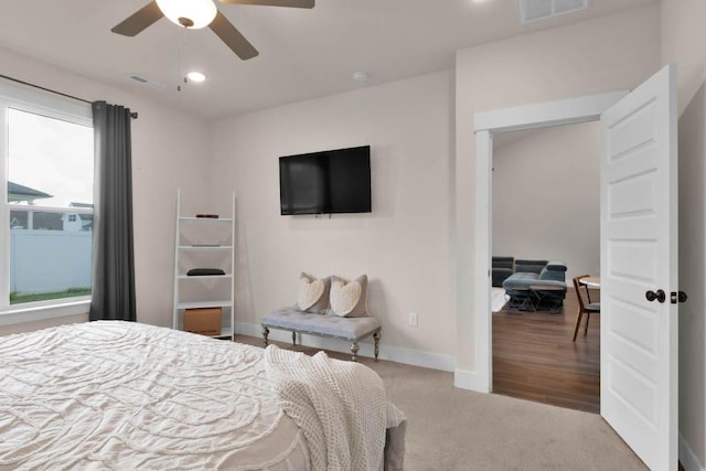 3608 Barbee Ct, Rockvale, TN 37153 - bedroom featuring carpet flooring, baseboards, ceiling fan, and recessed lighting