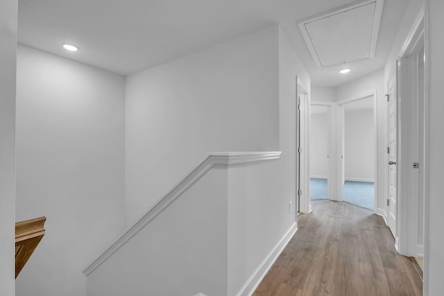 130 Beignet Aly, Hendersonville, TN 37075 - hall featuring attic access, wood finished floors, recessed lighting, and baseboards