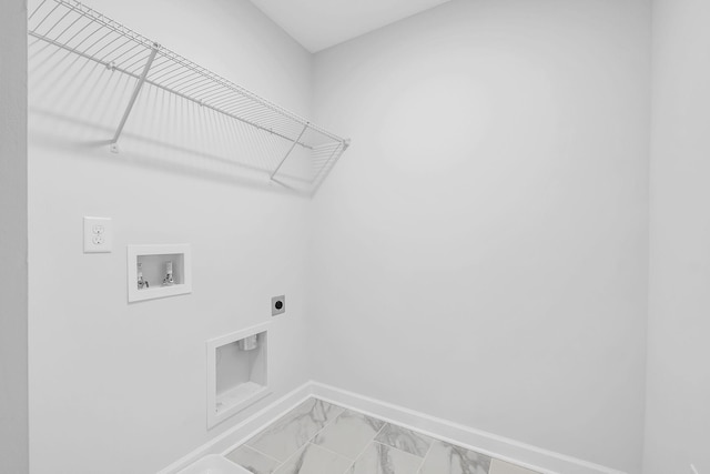 130 Beignet Aly, Hendersonville, TN 37075 - washroom featuring hookup for an electric dryer, washer hookup, light marble finish floors, and baseboards