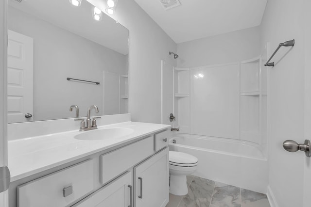 130 Beignet Aly, Hendersonville, TN 37075 - bathroom featuring vanity, toilet, shower / washtub combination, and marble finish flooring