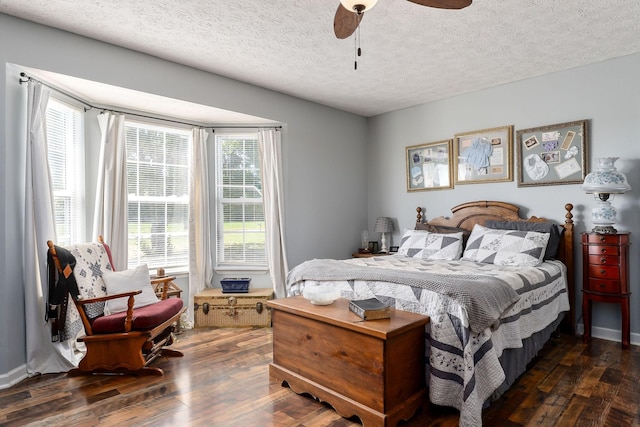 5024 Short Mountain Hwy, Smithville, TN 37166 - bedroom with hardwood / wood-style flooring, multiple windows, a textured ceiling, and a ceiling fan