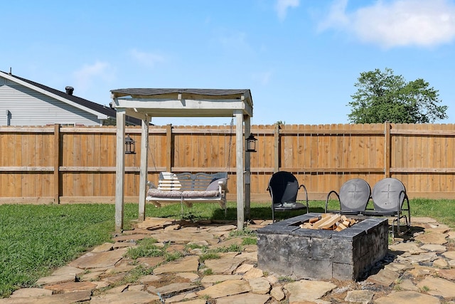 5024 Short Mountain Hwy, Smithville, TN 37166 - fenced backyard with a fire pit