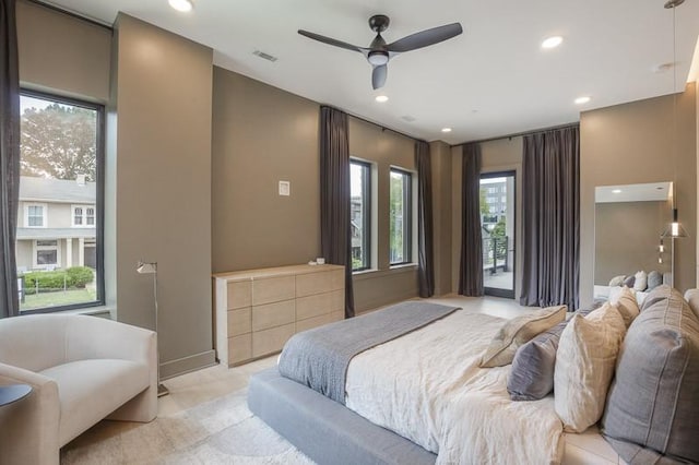 1030 17th Ave S Unit 201, Nashville, TN 37212 - bedroom with access to outside, recessed lighting, and light colored carpet