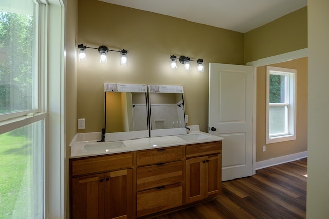 1474 Pea Ridge Rd, Manchester, TN 37355 - bathroom featuring wood finished floors and double vanity