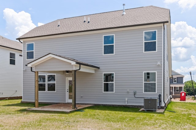 283 Subban Ct, Lebanon, TN 37087 - rear view of property featuring ceiling fan, central AC, a lawn, and a patio area