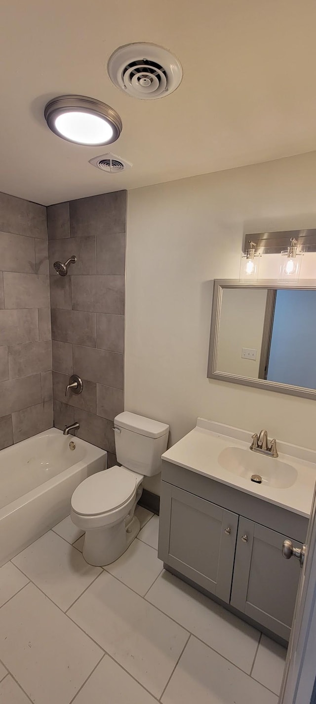 2000 Hickory Hill Ln, Hermitage, TN 37076 - bathroom with toilet, vanity, tile patterned flooring, and shower / bath combination