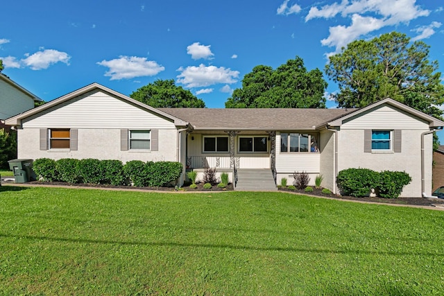 2000 Hickory Hill Ln, Hermitage, TN 37076 - ranch-style home with brick siding, a front yard, and a porch