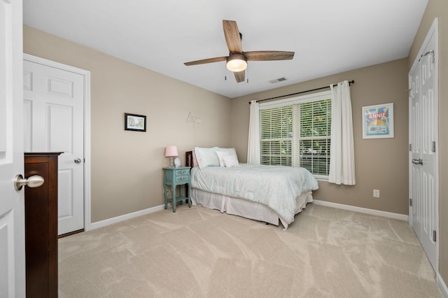 2220 Oakside Ct, Murfreesboro, TN 37128 - bedroom featuring baseboards, light colored carpet, and ceiling fan