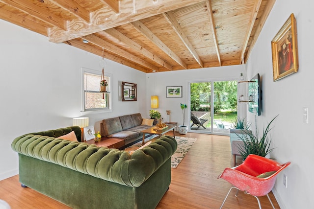 4303 Burrus St, Nashville, TN 37216 - living area featuring wooden ceiling with exposed beams and light wood-style flooring