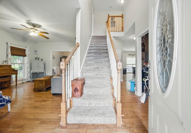 3198 Gray Hawk Ct, Clarksville, TN 37043 - foyer featuring stairway, wood finished floors, and a ceiling fan
