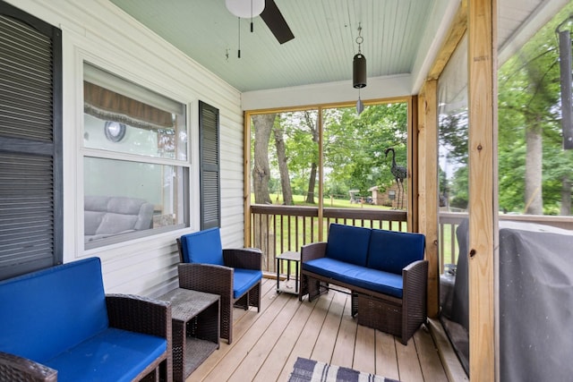 1602 Pleasant Grove Rd, Westmoreland, TN 37186 - sunroom with ceiling fan, plenty of natural light, and an outdoor living space