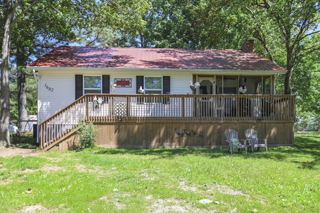 1602 Pleasant Grove Rd, Westmoreland, TN 37186 - view of front facade with a front lawn, stairway, and a chimney