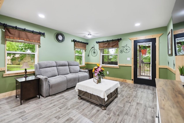 1602 Pleasant Grove Rd, Westmoreland, TN 37186 - living room with wood finished floors, recessed lighting, and baseboards