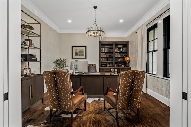 505 Green Apple Turn, Brentwood, TN 37027 - office space with wood finished floors, a chandelier, ornamental molding, and baseboards