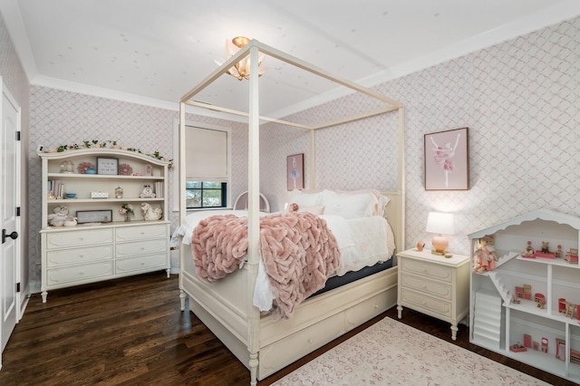 505 Green Apple Turn, Brentwood, TN 37027 - bedroom featuring wallpapered walls, crown molding, and dark wood-style floors