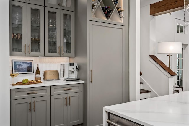 505 Green Apple Turn, Brentwood, TN 37027 - bar area with stairs and decorative backsplash