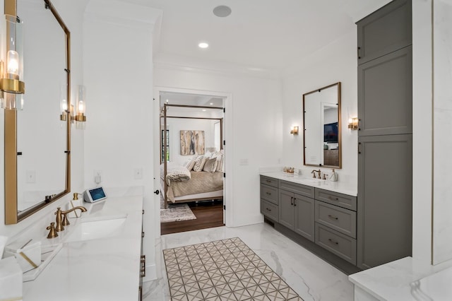 505 Green Apple Turn, Brentwood, TN 37027 - full bath featuring two vanities, ensuite bathroom, marble finish floors, and recessed lighting