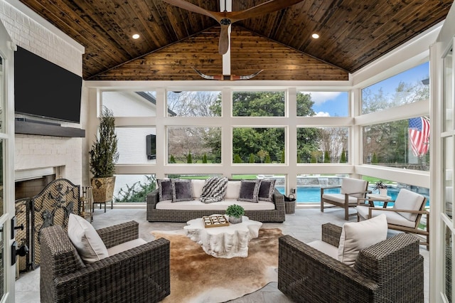 505 Green Apple Turn, Brentwood, TN 37027 - sunroom / solarium with high vaulted ceiling, wood ceiling, healthy amount of natural light, and recessed lighting