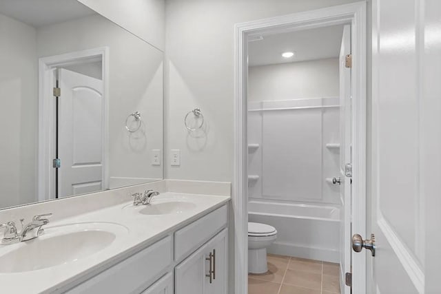 2502 Beverly Gail Rd, Pleasant View, TN 37146 - full bathroom featuring toilet, double vanity, tile patterned flooring, and shower / bath combination